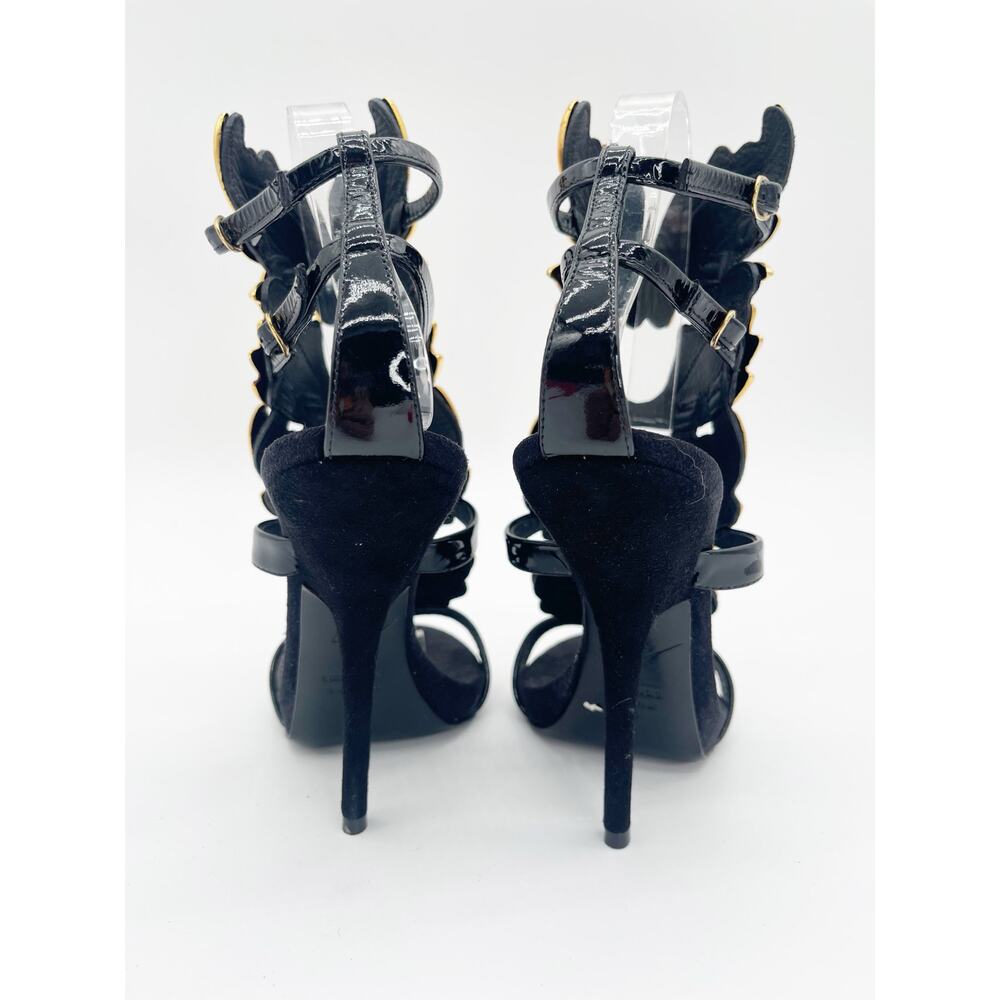 Giuseppe Zanotti Rare Cruel Summer Coline Black Gold Wing Stiletto Sandals IT 36 - Picture 8 of 12